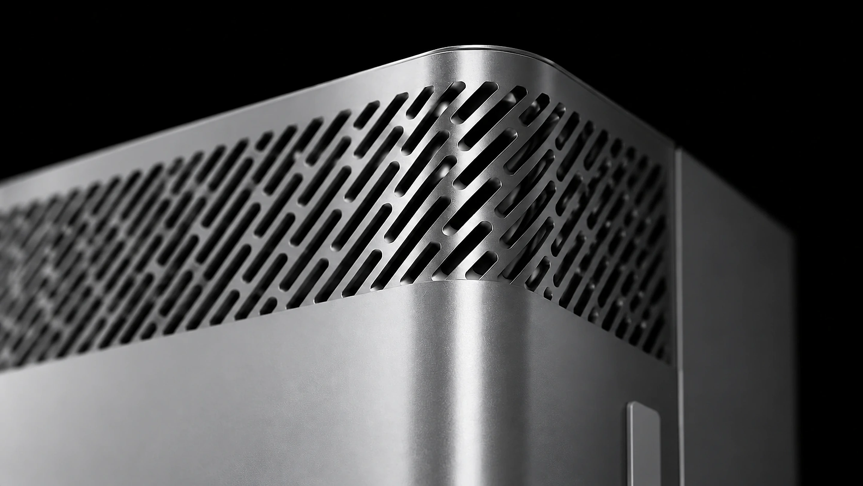 Angled extruded-aluminium intake louvres on the Zuture air treatment unit